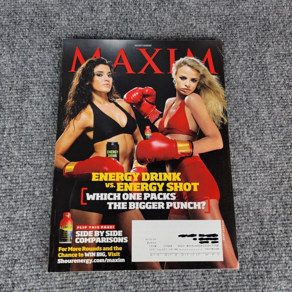Maxim Magazine August 2009 #140 Energy Drink Vs Energy Shot Joanna‎ Krupa Cover
